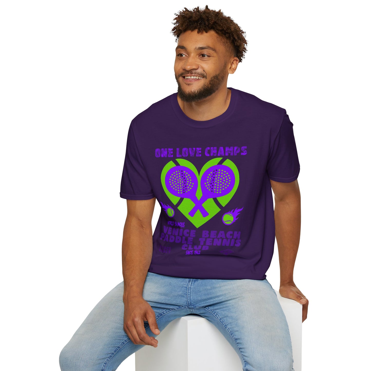 Venice Beach Paddle Tennis Club. One Love Champs T-shirt