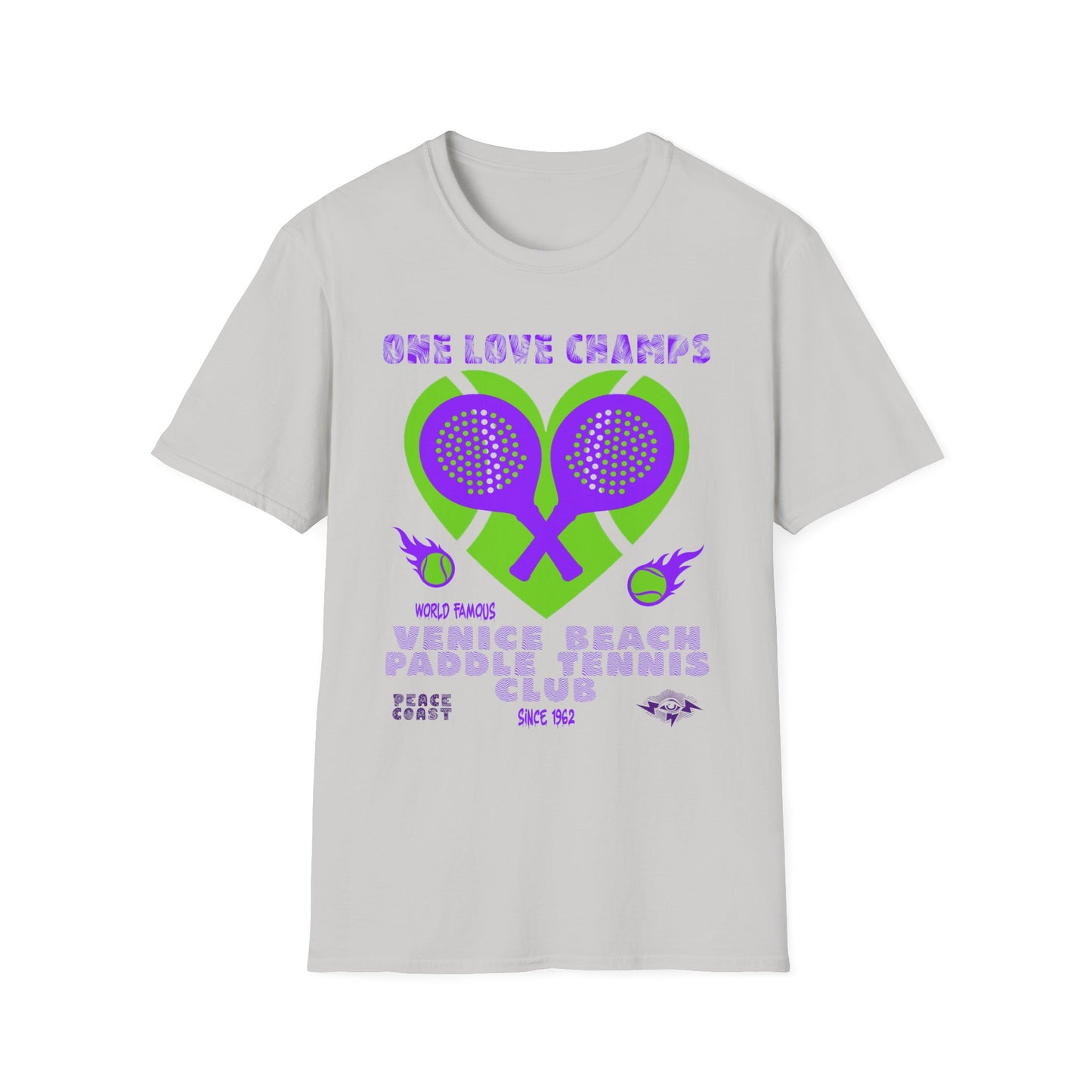 Venice Beach Paddle Tennis Club. One Love Champs T-shirt