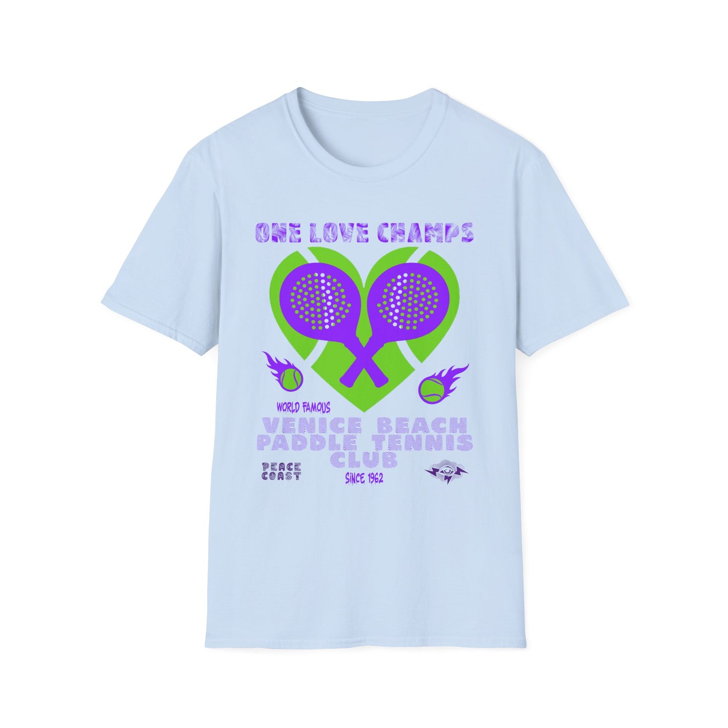 Venice Beach Paddle Tennis Club. One Love Champs T-shirt