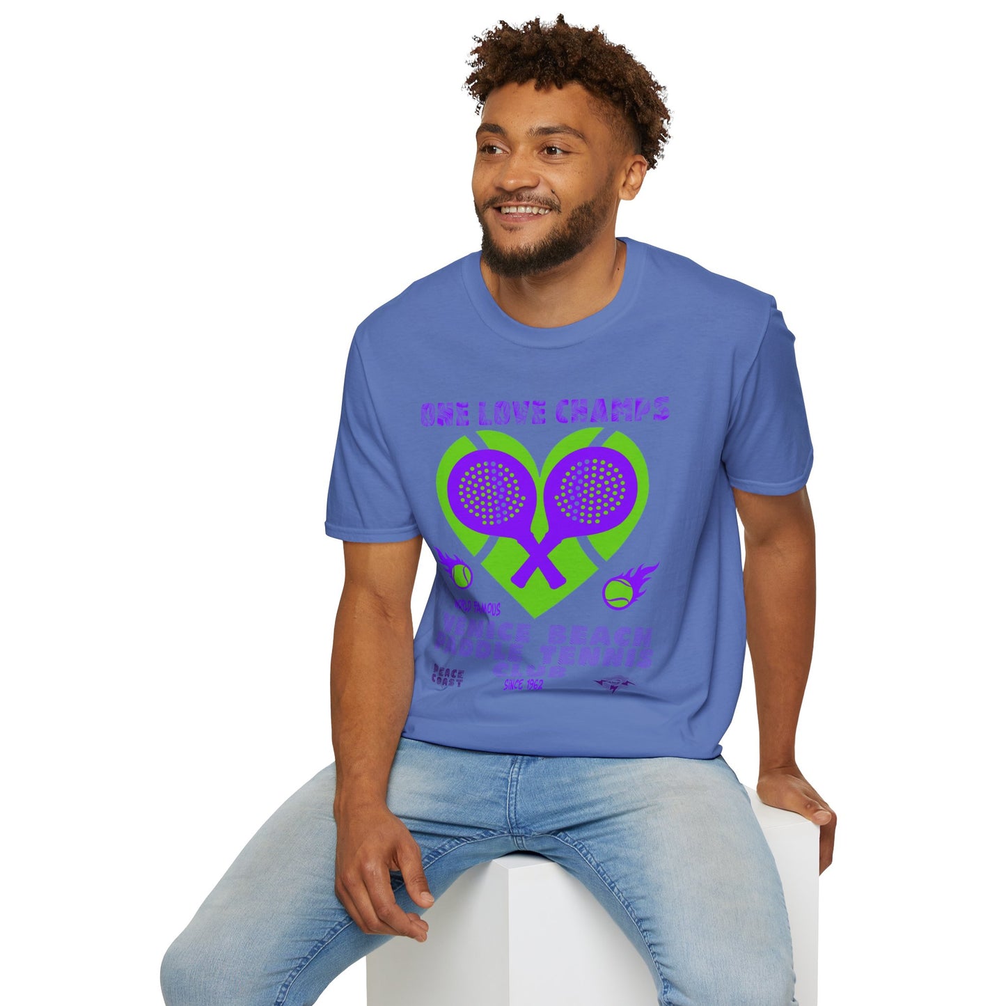 Venice Beach Paddle Tennis Club. One Love Champs T-shirt