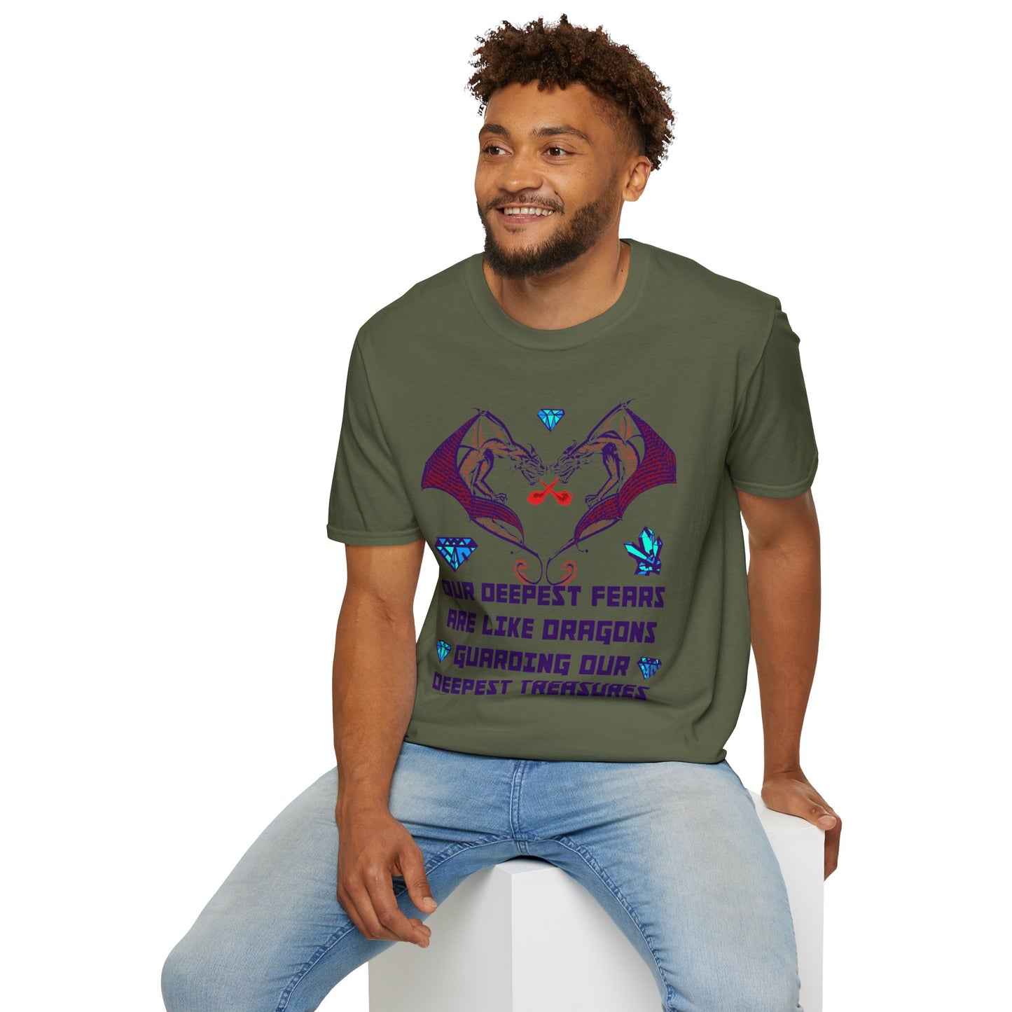 TWIN DRAGON HEART - OUR DEEPEST FEARS ARE LIKE DRAGONS GUARDING OUR DEEPEST TREASURES T-shirt