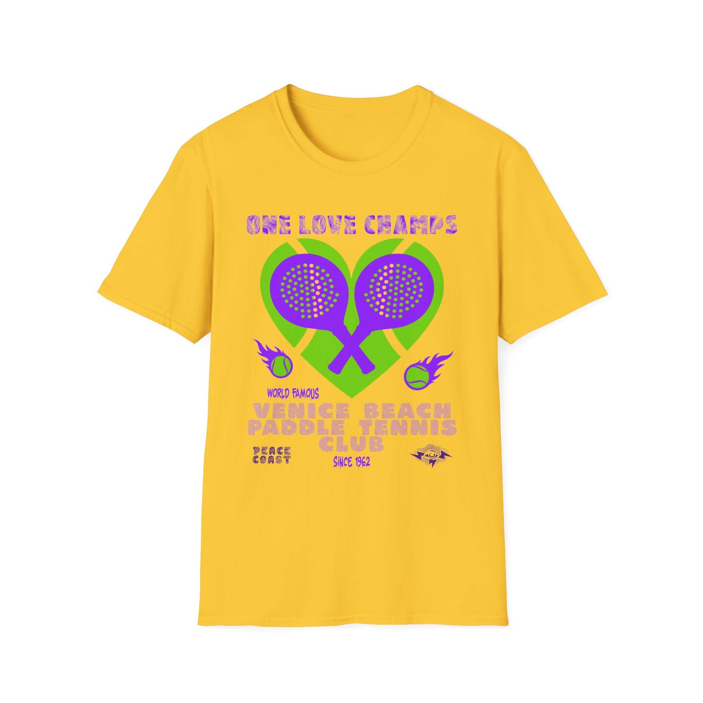Venice Beach Paddle Tennis Club. One Love Champs T-shirt